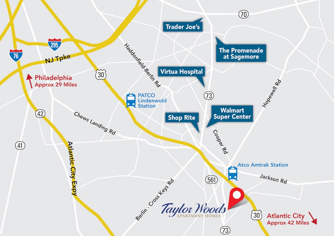 Best Apartment Complex in Berlin, NJ | Taylor Woods Apartments - Taylor_Woods_Area_Map_HighRes