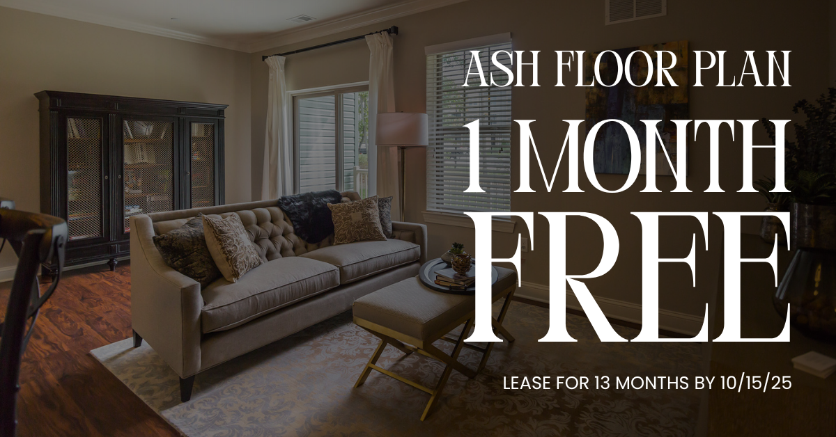 Oct Special | Get one month free on all Ash Floor Plans when you lease for 13 months by 10/15/25