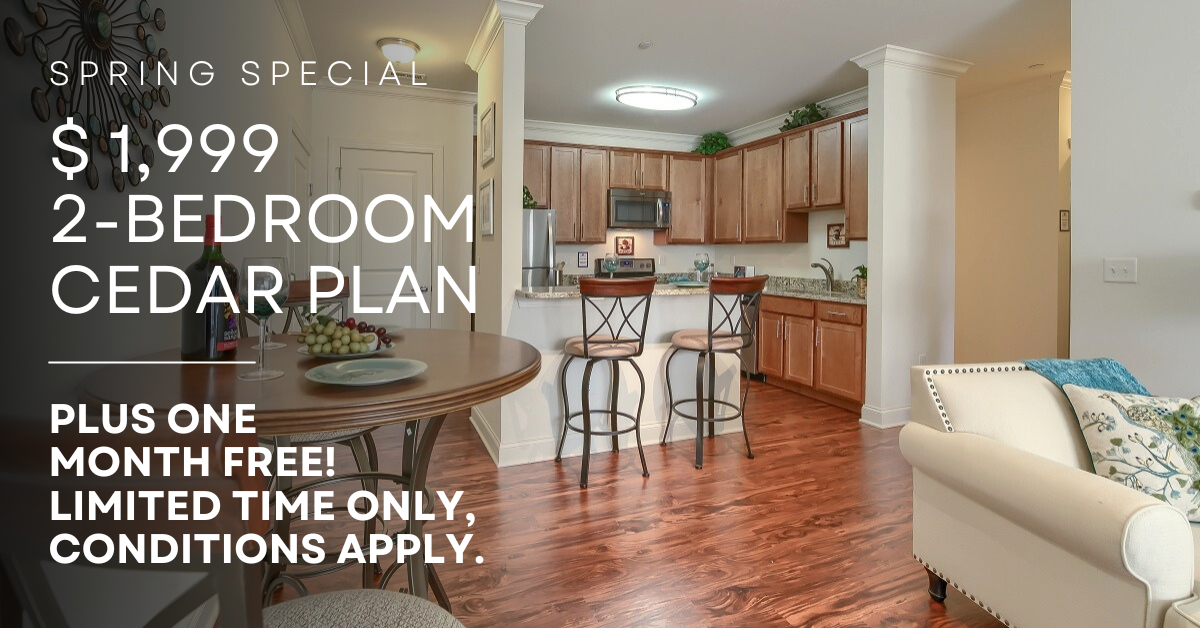 Spring Special | $1999 2-Bedroom Cedar Plan | Plus One Month Free! Limited Time Only | Conditions Apply